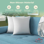 Trendy Home 16x16 Throw Pillow Insert (Set of 2, White) Bed and Couch Pillows Stuffer Hypoallergenic, Decorative Home Outdoor Sofa Pillow Filler (Non Woven, 2 Pack)