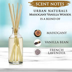 Urban Naturals Mahogany Vanilla Woods Reed Diffuser Set – Made with Essential Oils & Real Botanicals – Decorative Air Freshener and Beautiful Home Décor – Made in The USA