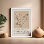 Poster Master Vintage Poster - Retro Minimalist Print - Gift for Artist, Friend - Dove Of Peace, Line Drawing, Sketch, Abstract - Wall Decor for Living Room, Bedroom, 16x20 White Framed