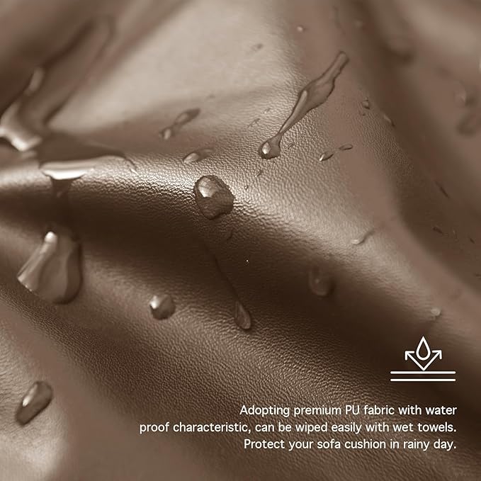 Yates Home PU Leather Couch Sofa Cushion Slipcover Water-Proof Elastic Chair RV Seat Covers Loveseat Slip Cover for Settee Seater Replacement in Living Room（2 Piece Large Sofa Cushion Covers,Camel