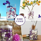 100PCS Purple Faux Pearls Beads for Centerpiece Vases, Vase Filler Faux Pearls, No Holes Filler Beads for Party Anniversary Birthday Wedding Table Decor, 14/20/30mm