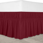 Utopia Bedding Queen Elastic Bed Ruffle - Easy Wrap Around Ruffle - Microfiber Bed Skirt with Adjustable Elastic Belt 16 Inch Tailored Drop - Hotel Quality Bedskirt, Fade Resistant (Queen, Burgundy)