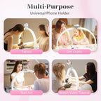 Yokilly Half Moon Light for Nail Desk: 29" Foldable Half Moon Desk Lamp with Phone Holder for Beginner - Arch Nail Tech Light with 3 Color Modes & 10 Brightness for Manicure Salon (White, Large)