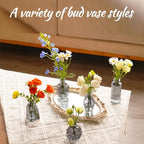 Bud Vases Set of 12, Black Vase Small Glass Vases for Flowers Modern Ribbed Amber Glass Bud Vase for Decor Flower Vase in Bulk Vintage Decor Boho Wedding Centerpieces Rustic Home Table Decoration