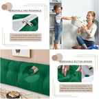 Large Triangular Headboard Pillows Long Backrest Positioning Support Bolster Cushion for Daybed Fluffy Quality Plush Body Wedge Pillow with Removable Cover(Dark green-24x8x20in)