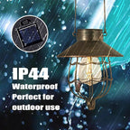 YAKii 6 Pack Solar Lantern Hanging Waterproof Outdoor Metal Solar Lamp with Warm White Light Decorate for Yard Garden Pathway Patio Porch (Antique Copper)