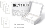 HAUS AND HUES White Oak Wood Gallery Wall Tabletop Frames Made with Real American Oak and Shatter-free Plexiglass - Set of 6 (Four 4x6, Two 5x7, Framed White)