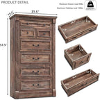 Farmhouse 7 Drawers Dresser for Bedroom, 57" Tall Large Dressers & Chests of Drawers w/Roman Column, Storage Dressers Organizer for Bedroom, Hallway, Living Room, Light Brown