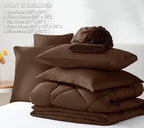 CozyLux Full Size Comforter Sets Brown - 7 Pieces Bed in a Bag Full, Luxury Soft Bed Set for All Seasons, Bedding Set with Down Alternative Comforter, Sheets, Pillowcases & Shams