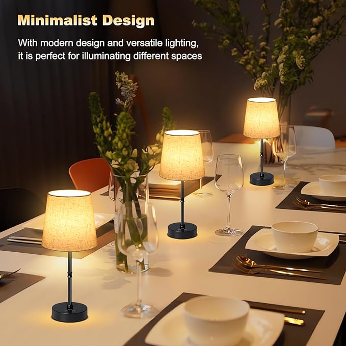 Cordless Table Lamp,5000mAh Rechargeable Battery Operated Desk Lamp,3 Colors & 7 RGB Stepless Dimmable,Portable Wireless Touch Bedside Night Light for Restaurant,Home,Decor Party,Flaxen Shade