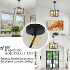 ANKYLHUA Black Gold Chandelier,6-Lights Ceiling Light Fixture E12,Adjustable Hight Pendant Lights Kitchen Island,Chandeliers for Dining Room,Bedroom,Entryway,Foyer