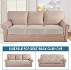 H.VERSAILTEX Velvet Stretch Couch Cushion Cover Plush Cushion Slipcover for Chair Loveseat Sofa Cushion Furniture Protector Seat Cushion Sofa Cover (3 Piece XL Sofa Cushion Covers, French Oak)