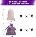Pack of 36 Cedar Chips and Lavender Sachets (18 Lavender, 18 Cedar) - Home Fragrance Sachet for Drawers and Closets, LV-F-LC-2