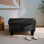 Ottoman Rectangular Storage Ottoman Bench, Flannel Footrest Stool Footstool with Lid for Living Room, Bedroom, Entryway, Black, 28.5"x19"x17.5"