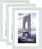 VCK 12x18 Inch Solid Wood Poster Frames with Wall Mounting Hanging Picture Frame Set of 3 White