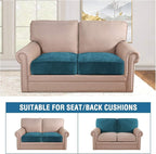 H.VERSAILTEX Velvet Stretch Couch Cushion Cover Plush Cushion Slipcover for Chair Loveseat Sofa Cushion Furniture Protector Seat Cushion Sofa Cover (2 Piece Large Sofa Cushion Covers, Deep Teal)