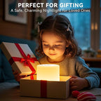 Auxmir Night Light for Kids Baby, Dimmable Touch Lamp for Nursery, 11 RGB Colors 5 Brightness, Portable Rechargeable Bedside Table Lamp for Nightstand, Kids Night Light for Bedroom Living Room, White