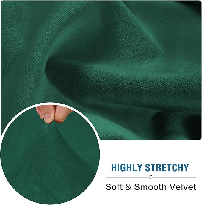 H.VERSAILTEX Velvet Stretch Couch Cushion Cover Plush Cushion Slipcover for Chair Cushion Furniture Protector Seat Cushion for Sofa Cover (1 Piece Armchair Cushion Covers, Vintage Green)