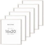 HAUS AND HUES Set of 6 - White Picture Frames Poster Frames for Wall, Wood Frame 16x20 White Frames Gallery Wall, Large Picture Frames (White Oak Frame), 16x20 in