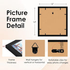 FIXSMITH 12x12 Picture Frame Set of 2, Photo Frame with HD Plexiglass, Display Pictures 8x8 with Mat or 12x12 Without Mat, Black Picture Frames Collage Wall Decor, Gallary Wall Frame