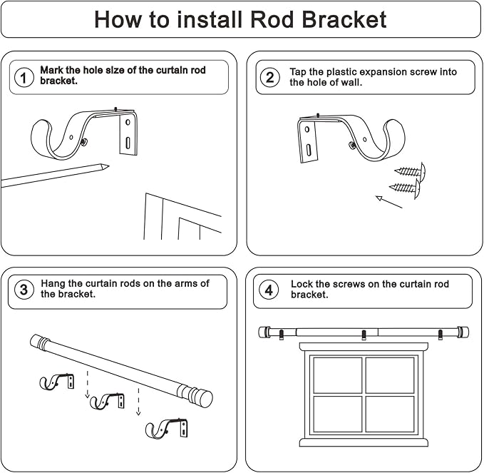 Curtain Rods for Windows 16 to 144 Inches Adjustable Length 1 Inch Diameter Window Curtain Rod with Aluminium End Cap, White