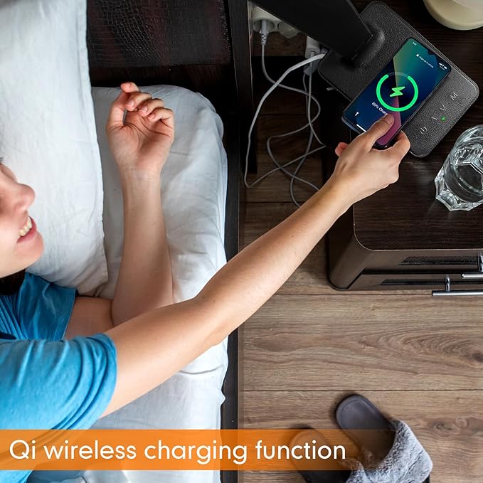 White crown LED Desk Lamp with 15W Wireless Charger & USB Port, Dimmable Table Lamp with 5 Lighting Modes, Sensitive Touch Control, Foldable & Portable Desk Light for Home, Office, Bedroom, Reading