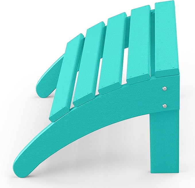 WestinTrends Outdoor Ottoman, Patio Adirondack Ottoman Foot Rest, All Weather Poly Lumber Folding Foot Stool for Adirondack Chair, Widely Used for Outside Porch Pool Lawn Backyard, Turquoise