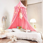 Kertnic Decor Canopy for Kids Bed, Soft Smooth Playing Tent Canopy Girls Room Decoration Princess Castle, Dreamy Mosquito Net Bedding, Children Reading Nook Canopies in Home (Nordic Pink)