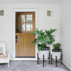 Planter with Stand Set of 2, Mid Century Plant Pots with Metal Legs Indoor, Modern Flower Pots with Drainage Holes, Decorative Garden Pot for Living Room, Office, Garden, or Balcony 10 & 12 inches