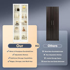 5 Tier Metal Curio Cabinets, Modern Bookshelf Cabinet with 4 Adjustable Shelves, Cabinet Display Case for Home Office, Living Room, Pantry (White-27.5W)