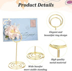 36 Pack Table Number Holder, 3 Sizes Wire Photo Holder Picture Name Menu Clips Memo Note Cards Stand for Wedding Reception Anniversary Birthday Centerpieces Office Memo Photo (Gold)
