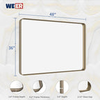 WEER Bronze Bathroom Mirror 48x36 Inch, Farmhouse Oil Rubbed Bronze Mirror for Wall, Aluminum Alloy Brushed Bronze Metal Frame Mirror for Vanity, Tempered Glass, Anti-Rust (Horizontal/Vertical)