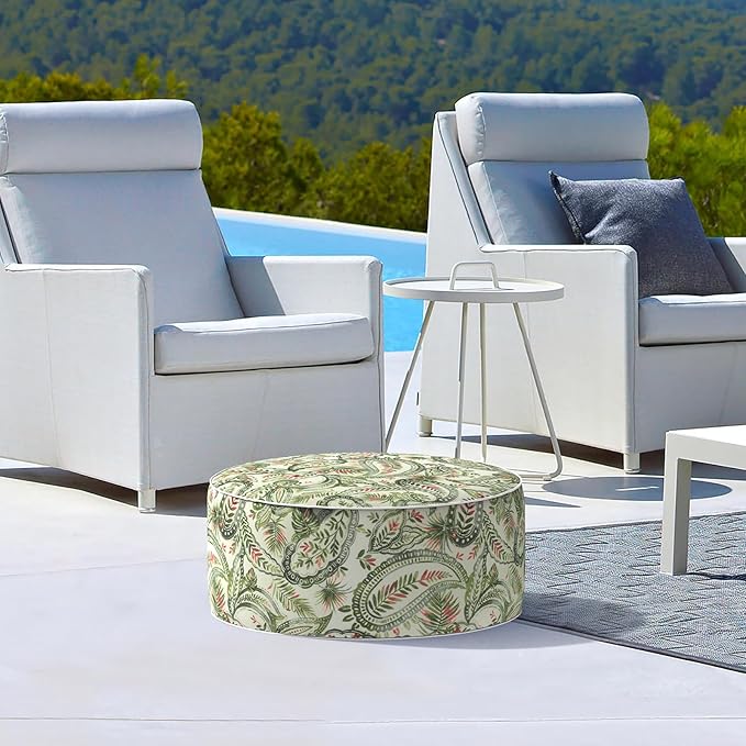 LVTXIII Inflatable Stool Ottoman Footrest with Handle, Decorative Fade-Resistant Foot Stool, Indoor or Outdoor Pouf for Home Garden and Camping Use, 21x21x9, Faylinn Shadow Paisley