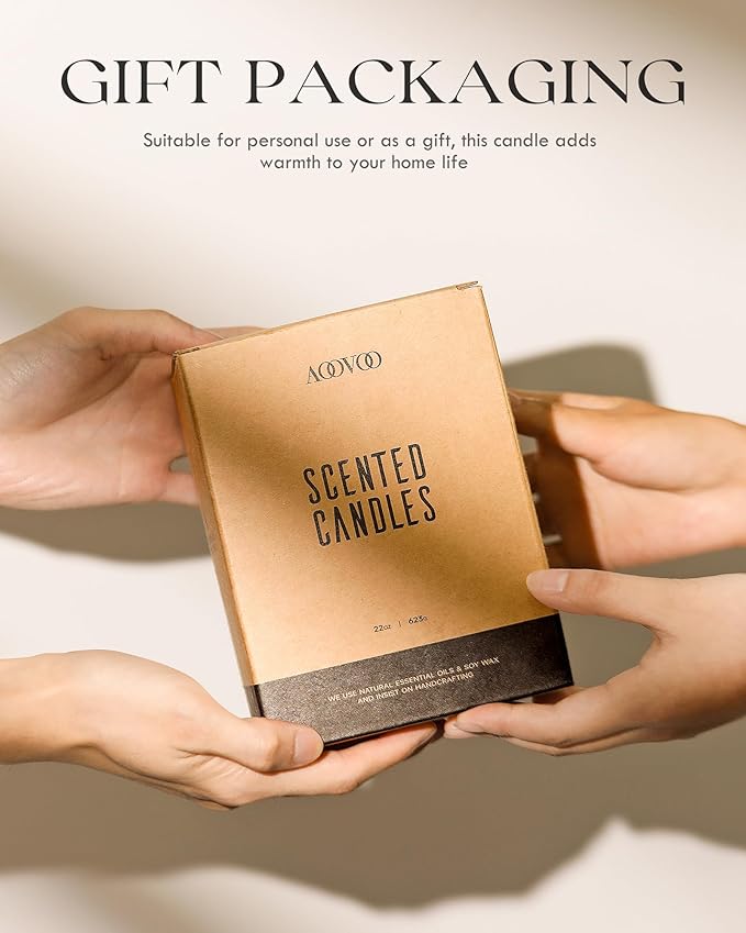 AOOVOO Rose Sandalwood Candles - 22 oz Scented Candles, Aromatherapy Candle, Soy Candle for Home Scented