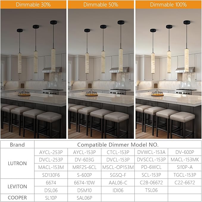 LMQNINE Natural Alabaster Pendant Lights for Kitchen Island White Marble Long Tube Chandelier Modern Black Ceiling Light Fixtures for Bedroom Dining Room Table Living Room Hallway(M-2Pack)