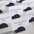 UNIQOOO 10 Set 2" Arch Black Birch Wood Stand with Cards |1.2mm Slot, for Name Cards, Place Card Holder, Photo Display Stand | for Event Decor, Retail Shop, Cafe Restaurant Menu, Business Card, Name Tag