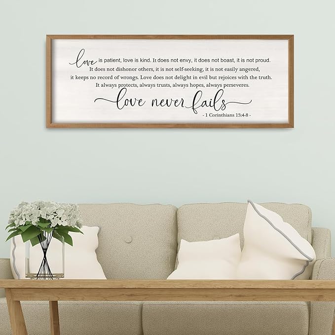 Love Is Patient Love Is Kind Wall Decor Art 32×12 Inch (Wood)