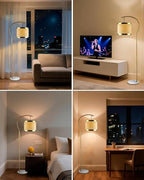 Lightdot 64.9IN Gold Arc Floor Lamp, Modern Floor Lamps for for Wedding/Party, Standing Lamp with Linen Shade, Tall Floor Lamp Living Room/Bedroom (Bulbs Included)