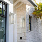 mirrea 18" Classic Outdoor Wall Sconce 1 Light in Matte White Rectangular Metal Frame and Clear Glass Shade Waterproof Porch Light Patio Light Pack of 2