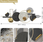 Lucky Monet Large Wall Decor for Living Room, Modern Metal Wall Art, 3D Textured Geometric Wall Sculpture 59"x24" Wall Hanging Decoration for Dinning Room Bedroom Entryway