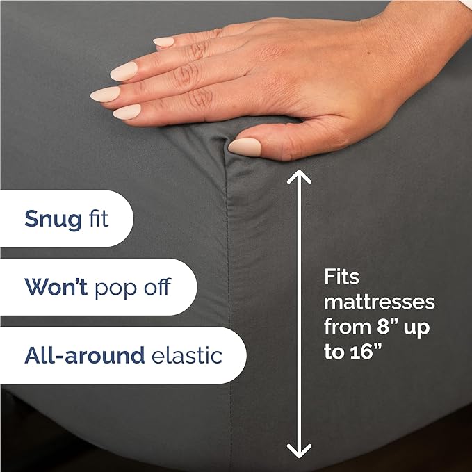 Full Sheets Set 6 Piece - Includes 4 Pillowcases - Bed Sheets Full Size - Soft Hotel Luxury Bedding - Cooling, Comfy, Cozy & Breathable - 1 Flat & 1 Fitted & 4 Pillowcases w/ Deep Pockets - Charcoal