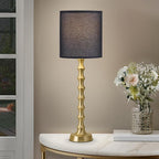 30.5" Gold Table Lamps with Black Shade Set of 2, Golden Buffet Table Lamp for Living Room, Modern Black Gold Lamps Set of 2 Tall Skinny, Tall Golden Bamboo Lamp for Home Office