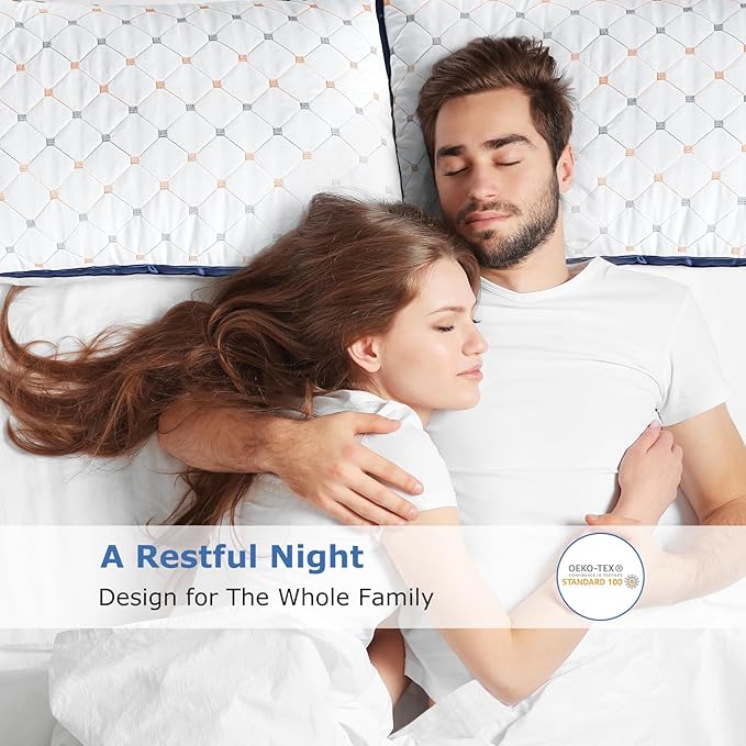 Pillows King Size Set of 2, Luxury Hotel Quality Bed King Pillows, Fluffy Down Alternative Pillows 2 Pack for Sleeping, Soft Gusseted Cooling Pillows for Side, Back or Stomach Sleepers