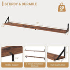 Heimlove 48 Inch Large Wall Bookshelves Set of 3, Wall Mounted Bookshelves,Heavy Duty Wooden Shelves for Living Room,Bedroom,Kitchen,Laundry Room Storage & Decor