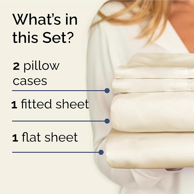 Twin XL Sheets Set 6 Piece - Includes 2 Pillowcases - Bed Sheets Twin XL Size - Soft Hotel Luxury Bedding - Cooling, Comfy & Breathable - 1 Flat & 1 Fitted & 2 Pillowcases w/ Deep Pockets - Off White