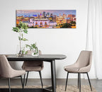 Pictures for Bedroom Kansas City Skyline Wall Art Canvas Prints Cityscape USA City Building Panoramic Night View Posters Modern Home Office Living Room Decoration Framed 13.8"x 45.3"