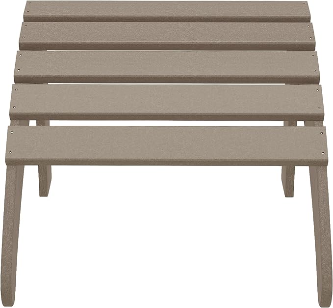 WestinTrends Outdoor Ottoman, Patio Adirondack Ottoman Foot Rest, All Weather Poly Lumber Folding Foot Stool for Adirondack Chair, Widely Used for Outside Porch Pool Lawn Backyard, Weathered Wood