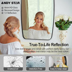 ANDY STAR Black Oblong Mirror, 36x40 Inch Black Oval Mirror for Bathroom with Stainless Steel Metal Frame, Wall Mouned for Bathroom, Living Room, Entryway