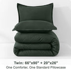 Litanika Forest Green Twin/Twin XL Comforter Set, 2 Pieces Lightweight Solid Bedding Set, All Season Fluffy Bed Set (66x90In Comforter & 1 Pillowcase)