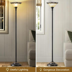 Luvkczc Torchiere Floor Lamp for Living Room - 70" Victorian Standing Lamp with Etched Glass Shade, Corner Floor Lamps for Bedroom/Office